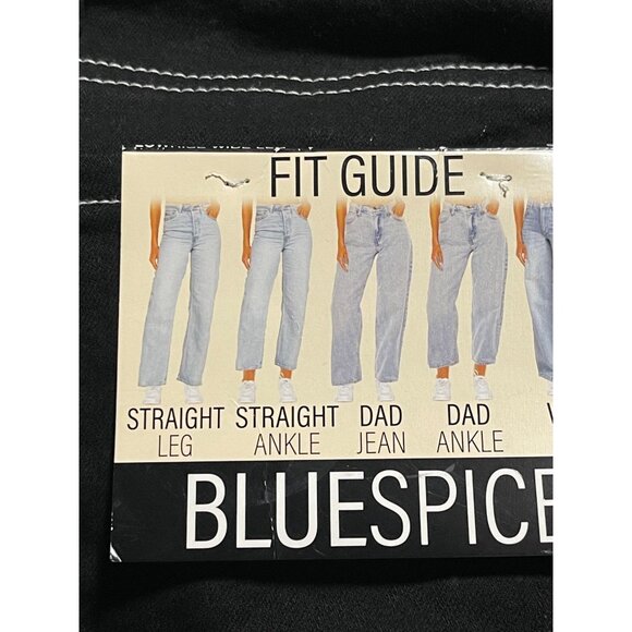 Blue Spice Low Rise Wide Leg Dad Jeans Womens JR Size 9 Black Sustainable Boho - Picture 8 of 12